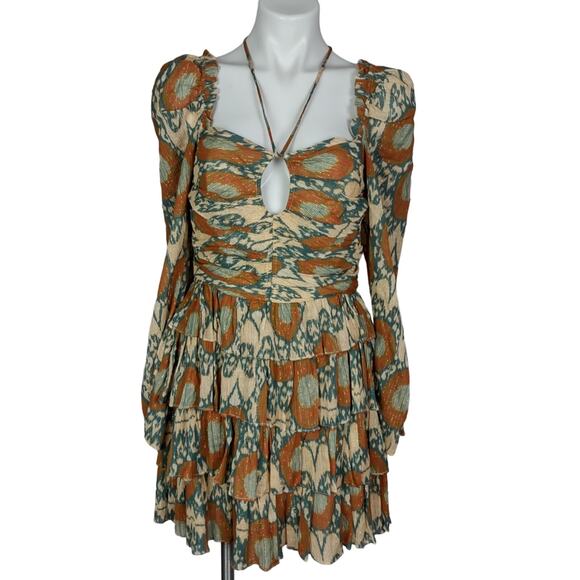 ULLA JOHNSON Naiya Dress Metallic Ruffle Mini Size 6 - Picture 3 of 16